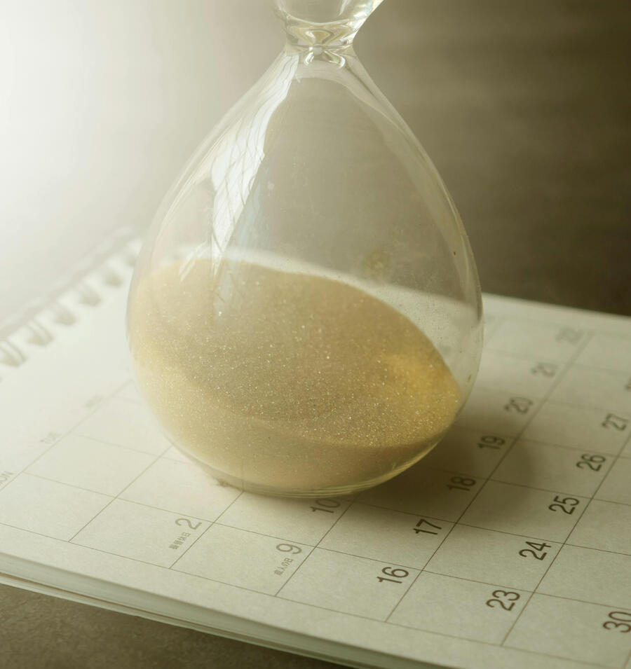 sand timer sand timer on a calendar